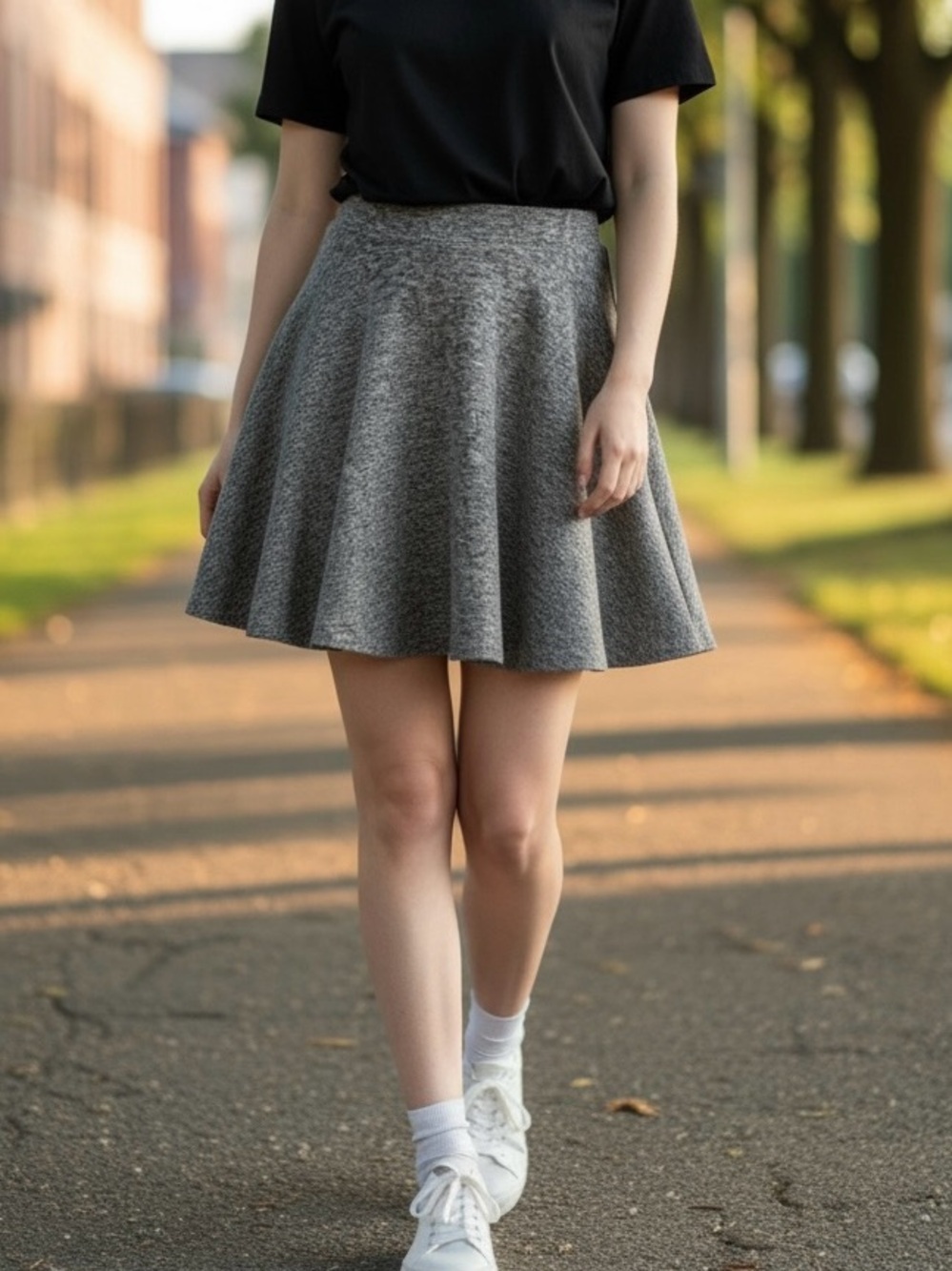 A-Line Skater Skirt in Heather Gray